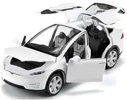 1/32 Model x Metal Die Casting Toy Car for 3 to 12 Year Old Boy Pull Back Car Toy with Sound and Lights (White)