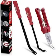 Wetado Clip Remover Tool, 3 Pcs Clip Pliers Set & Fastener Removal Tool, Auto Trim Removal Tool Kit Auto Upholstery Combo Repair Kit for Car Door Panel Dashboard (Red)