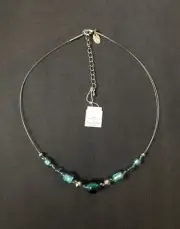 Lia Sophia blue tone beaded Chocker necklace jewelry