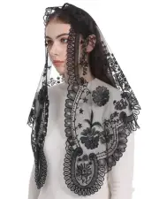 Catholic Church Veil for Women Religious Chapel Embroidery Lace Scarf Spanish