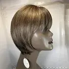 New Wig Never Worn Light Golden Brown Bob Pixie With Highlights. 8404