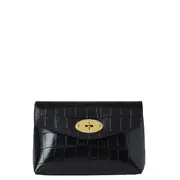 [Mulberry] Darley Cosmetic Pouch Black Shiny Small Croc