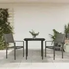 3 Piece Garden Dining Set Black Steel and Textilene vidaXL