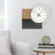 Farmhouse Wall Clock Silent Non Ticking Clock for Living Room, Unique Square and Circle Combination Clocks with Wooden Dial Decorative Wall Clocks Battery Operated for Entryway, Bedroom, Home Office