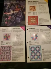 Lot 3 Vtg Quilter's Plastic Templates Pieced Basket Fancy Dresden Plate Pinwheel