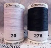 NEW White & midnite blue GUTERMANN 100% polyester sew-all thread 547 yds Spools