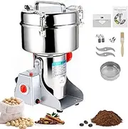 Zertylre Grain Mill Grinder Electric 2500g Commercial Spice Grinder 5000W High Power Spice Mill Stainless Steel Pulverizer Dry Grinder Grinding Machine for Household/Resturant/Hotel (2500)