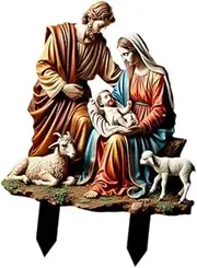 Eigell Xmas Holy Family Set, Outdoor Nativity Scene Garden Stake, Christmas Yard Stake for Party, Yard, Pathway Xmas Gifts Ornaments