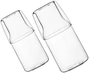 DONFAMDS 2Sets Household Glass Carafes with Cups Elegant High Borosilicate Water Jug for Milk Juice Iced Tea Practical Design for Bedroom Dining Table Use