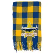 North QLD Queensland Cowboys NRL Rugby League TARTAN Fabric Large Throw Blanket