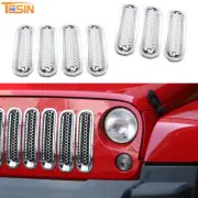 Car Front Center Net Grille Mesh Clip-in Trim for Jeep Wrangler JK JKU 2007-2015 (for: Jeep)