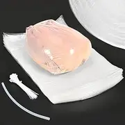 50 Pcs Poultry Shrink Bags, 10x16 Inch Chicken Shrink Wrap Bags, BPA/BPS Free Heat Shrink Bags for Food Storage and Keeping Fresh, Include Silicone Straw and 50 Zip Ties