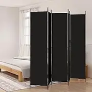 VRAXO 5-Panel Room Divider Black 250x220 cm Fabric -5.47KG,350205