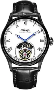 [GZFCMY] GZFCM Aesop Real Flying Tourbillon Skeleton Mechanical Hand Wind Wrist Watch Men Sapphire Crystal Diamond Business Dress Hollow Clock Man Stainless Steel Leather Wristwatch