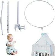 Baby Crib Canopy Rack, Clip-On Crib Canopy Holder, Adjustable Baby Crib Canopy Rack, Metal Bassinet Stand, Universal Crib Net Holder for Nursery Home Bedroom, Bassinet Stand