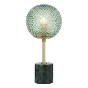 Elwick Table Lamp, Black Marble, Antique Gold, Green