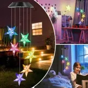 Waterproof Solar Powered LED Star Color Changing Wind Chimes Lights Home Outdoor
