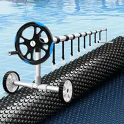 Aqua Buddy Pool Cover 7x4m 600 Micronw/ Roller 5.55m Black Solar Blanket