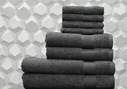 Evolve Homeware Bath Towels – 8-Piece Bathroom Set with Bath, Face and Hand Towels – Cotton Bath Towels for Home, Spa and Hotels – Ultra-Absorbent and Quick-Dry – Soft Cotton Towels (Grey)