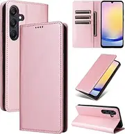 [YocoverTech] for Samsung A25 5G Wallet Case with Card Holder,for Galaxy A25 5G Case Phone Flip Cover PU Leather Women Men[RFID Blocking] Shockproof Cover with Credit Card Slots-Rose Gold