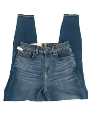 7 For All Mankind Women's Jeans The High Waist Ankle Super Skinny Side Snip 26