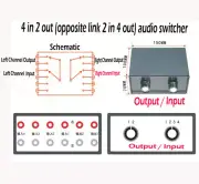 Stereo 4-IN-2-OUT RCA Audio Signal Splitter / Switcher Selector Passive Preamp