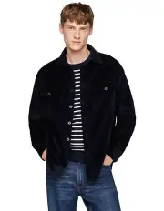 [Tommy Hilfiger] Embroidery Relaxed Corduroy Overshirt in Navy
