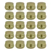 0.7x0.8" Cord Locks, 30 Pack Double Hole Spring End Toggle Stopper, Beige