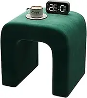 Leather/fabric footstool, bedroom dressing stool, make-up chair, wooden frame, stable load bearing, modern compact design, suitable for bedroom, living room(Dark green velvet)