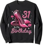 [X.Style] High Heels Stepping Into My 31st Birthday 31 and Fabulous Sweatshirt ds1118 Sweater (M) Black