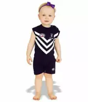 FREMANTLE DOCKERS AFL TEAM SHORT SLEEVE BOYS FOOTYSUIT BABY INFANT ROMPER - 000