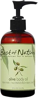 Best of Nature 100% Pure Olive Massage & Body Oil – Cold Pressed, Natural & Unscented Moisturizer for Skin, Hair & Bath, 8 fl oz