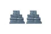 2x 8pc Royal Comfort Zero Twist Soft Absorbent Quick Dry Cotton Towel Set Denim