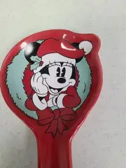 NEW Disney Mickey Mouse In Wreath & Hat Christmas Kitchen Ceramic Spoon Rest