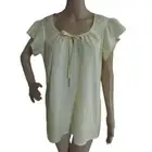 Medium (8-10) Yellow Cotton Floral Embroidered Peasant Blouse top shirt boho m