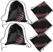 Generic 5pcs Baseball Backpack Bag Gym Bags for Men Baseball Backpacks Sports Pattern Laundry Hamper Cinch Sack Wrestling Party Supplies Sports Bat Holder Black Polyester