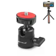 PULUZ 360° Metal 1/4" Tripod Ball Head Adapter with Knob Lock with Phone Clip