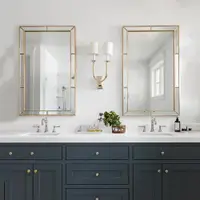 在飛比找ETMall東森購物網優惠-美式衛生間鏡子輕奢法式浴室鏡led燈衛浴鏡壁掛洗漱鏡方形浴室