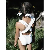 在飛比找ETMall東森購物網優惠-ins兒童泳衣女 女童嬰兒連體白色女寶寶泳裝幼兒 韓國女童游