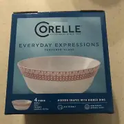 CORELLE LIVINGWARE " GRAPHIC STITCH " EVERYDAY EXPRESSIONS 18 OZ. BOWLS SET OF 4