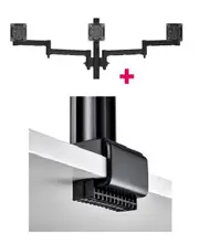 Atdec AWMS-3-13714 Triple Monitor Arms + 400mm Post / 12kg (26.5lb) Flat Screens, 10kg (22lb) Curved Screens + C Clamp Desk Fixing, Black AWMS-3-13714-C-B