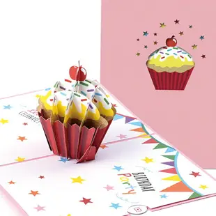 生日蛋糕賀卡 韓國ins風創意3d立體折疊手工diy生日禮物卡片商務員工兒童卡通高檔祝福小卡片信封