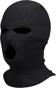 [FBIEE88TR] 3 Hole Winter Knitted Balaclava Ski Mask Warm Knit Beanie Full Face Mask Cycling Outdoor Sport(Black)
