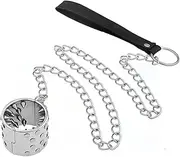 SM erotic ball chastity, penis ring with chain, testicle squeezer CBT ball stretcher stainless steel with spikes and lock SM sex toy for men