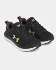 Under Armour Women's UA Assert 10 Printed Running Shoes (Black / Metallic Gold)