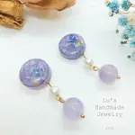 《LU’S HANDMADE JEWELRY》紫彩UV膠造型耳針+紫晶耳墜耳環