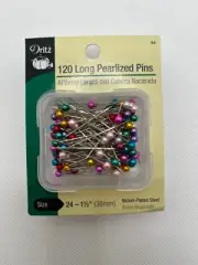 Dritz ~ (64) - Long Pearlized Pins - 1 1/2" 120 ct Color Mix