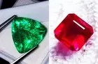Natural Red Ruby & Green Emerald Certified 8 to 10 Ct Loose Gemstone Pair LM90