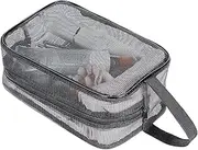 [Generic] Shower Bag, Portable Mesh Shower Caddy Bag Black Gym Toiletry Bags Quick Dry Tote Bag Hanging Bathroom Zipper Bag Camping Organizer for Gym Travel Camping College Dorm Room Bathroom
