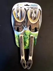 Pakka Island Bamboo Salad Set Guitar Shape Brown Multi Layer Pasta Serving Forks